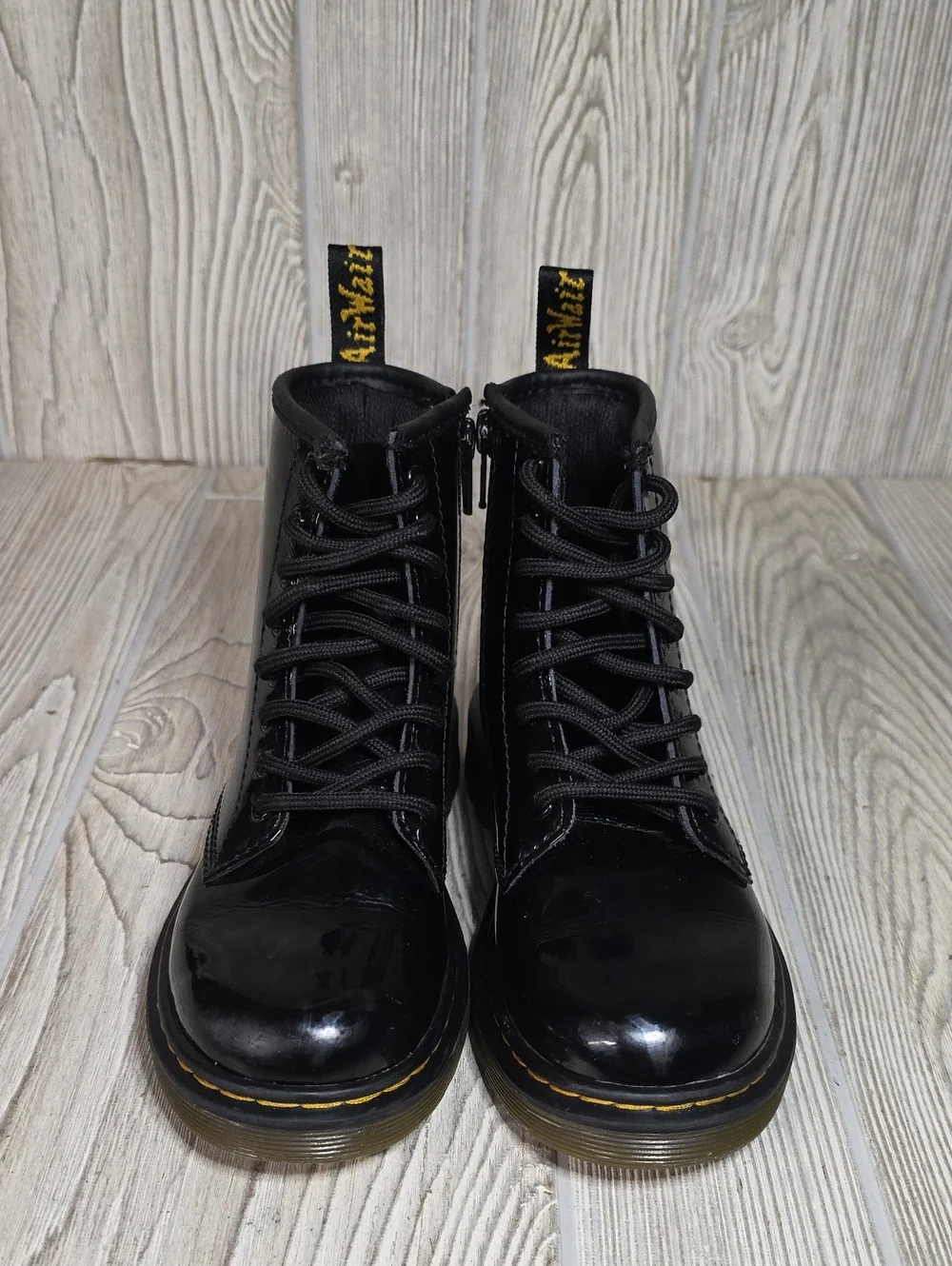Dr. Martens Kids 1460 Black Patent Leather Combat Boots Unisex Kids Size 13